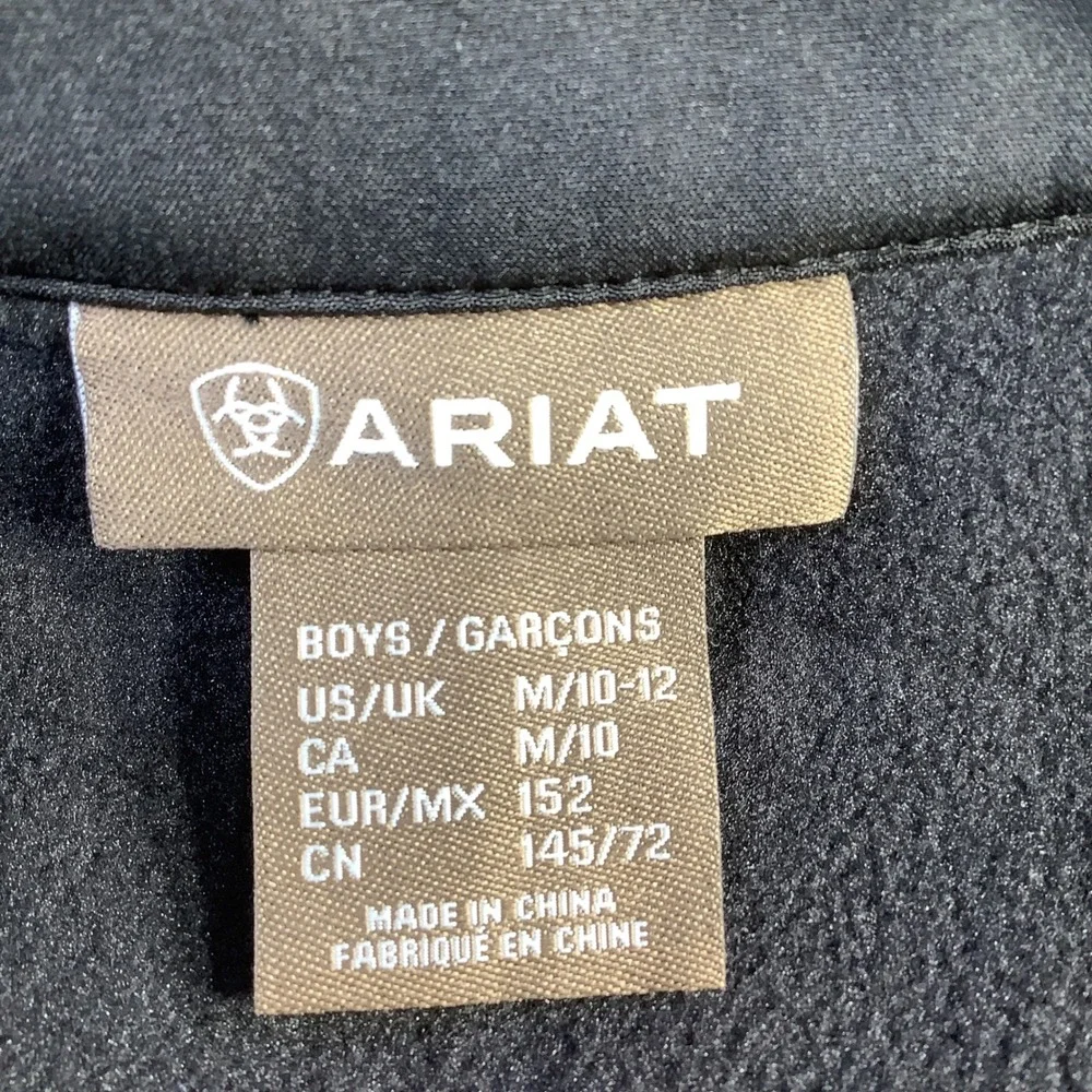 Ariat Boys Logo 2.0 Softshell Jacket Black Wind Water Resistant Size M‎ NWT